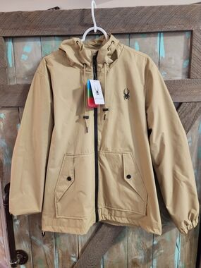 Spyder Men's Hooded Shell Jacket - Tan